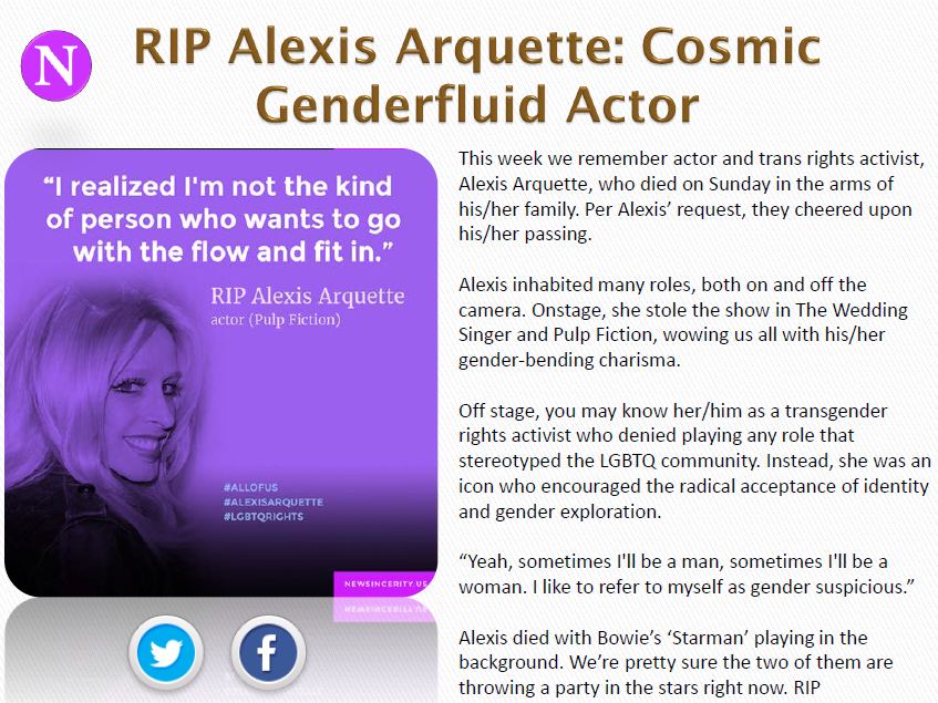 RIP Alexis Arquette: Cosmic Genderfluid Actor - New Sincerity